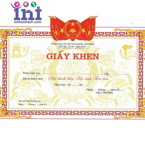 IN GIẤY KHEN-BẰNG KHEN