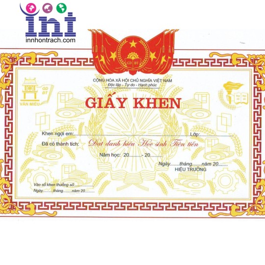 IN GIẤY KHEN-BẰNG KHEN