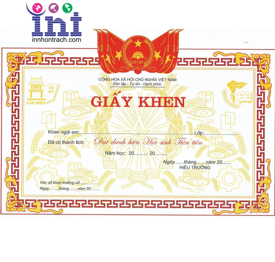 IN GIẤY KHEN-BẰNG KHEN